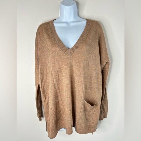 Hudson's Bay Moon Women's Sweater Pullover Merino wool Side slit Brown Size XS - Picture 14 of 16